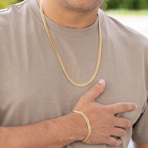 Set Cadena + Pulsera Grabada Hombre
