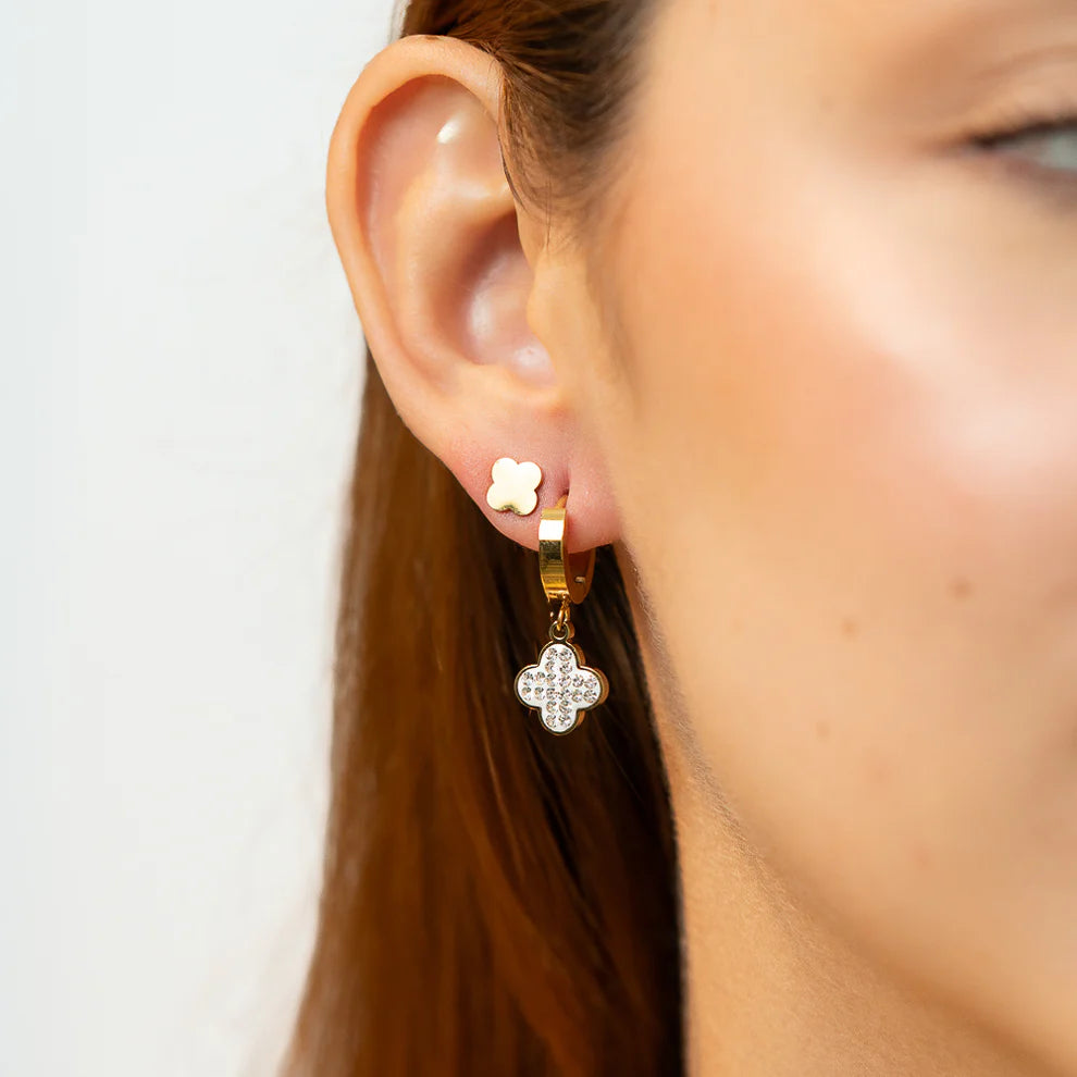 Pulsera Trebol Doble Capa Con un Par de Aretes Gratis