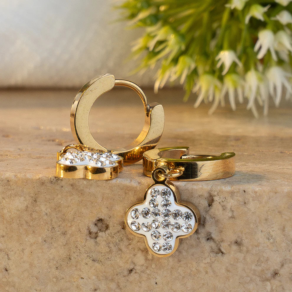Pulsera Trebol Doble Capa Con un Par de Aretes Gratis