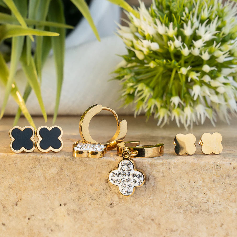 Pulsera Trebol Doble Capa Con un Par de Aretes Gratis