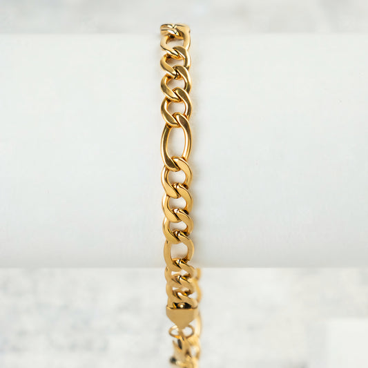 Pulsera Fígaro hombre Oro Laminado 18K | LAYER GOLD