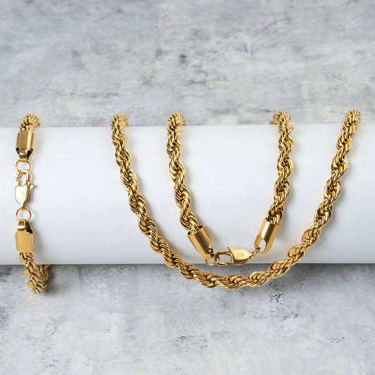 Set Cadena y Pulsera Lazo Hombre Oro Laminado 18K | LAYER GOLD