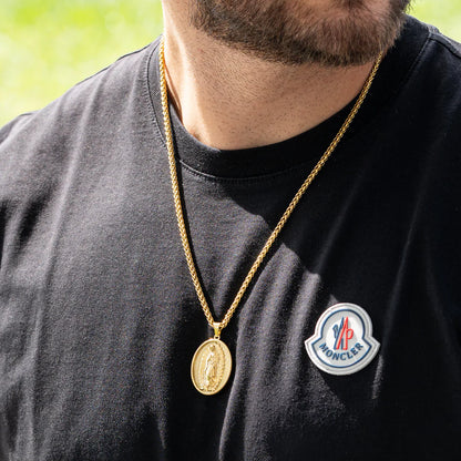 Cadena Trigo + Dije Virgen Guadalupe Hombre