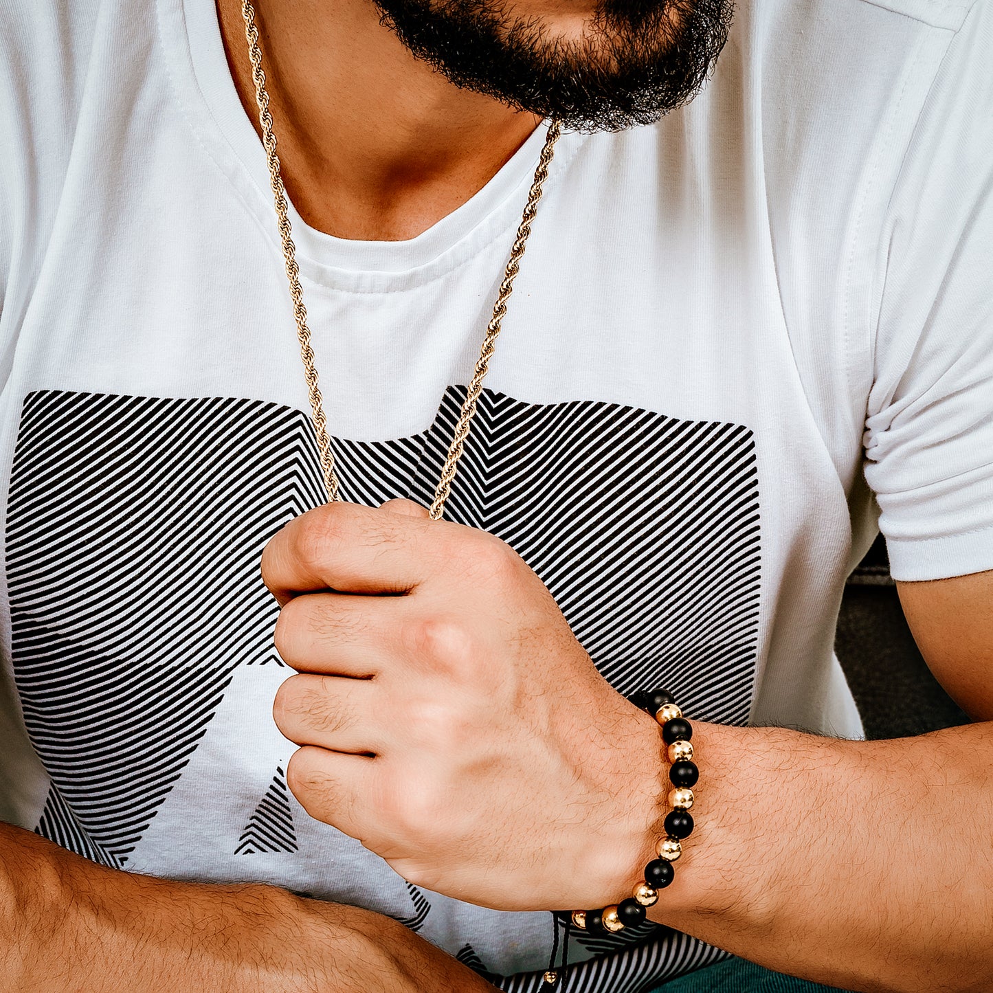 Set Cadena + Pulsera Lazo Hombre