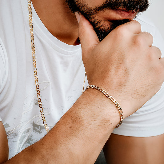 Set Cadena +  Pulsera Figaro Hombre