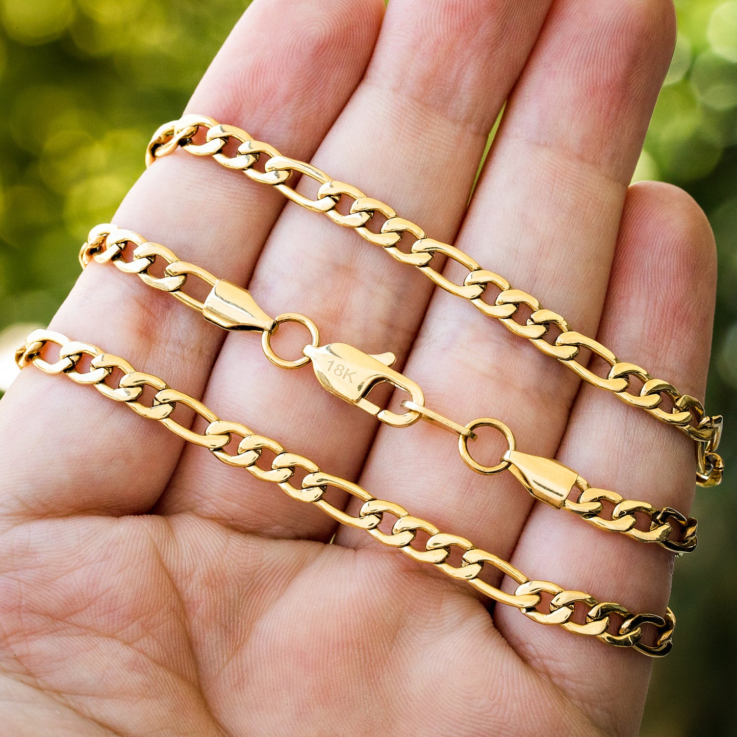 Set Cadena +  Pulsera Figaro Hombre