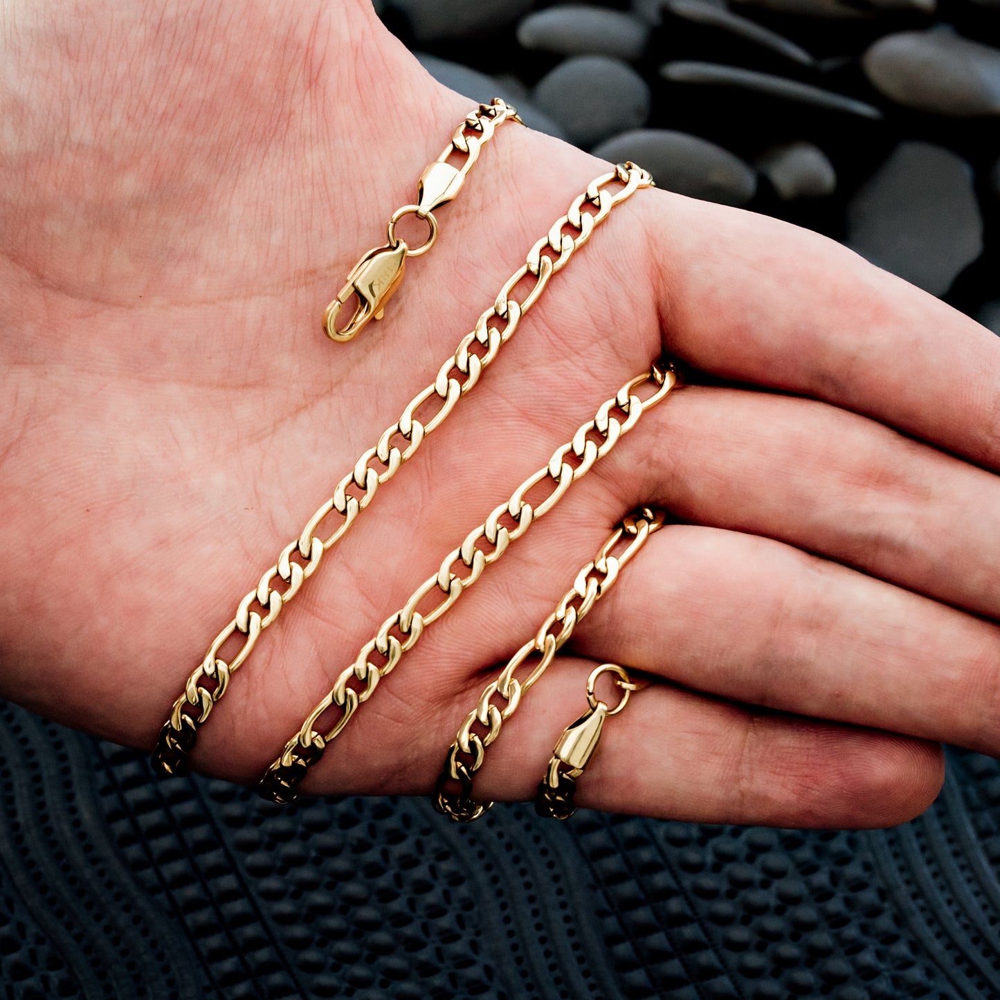 Set Cadena +  Pulsera Figaro Hombre