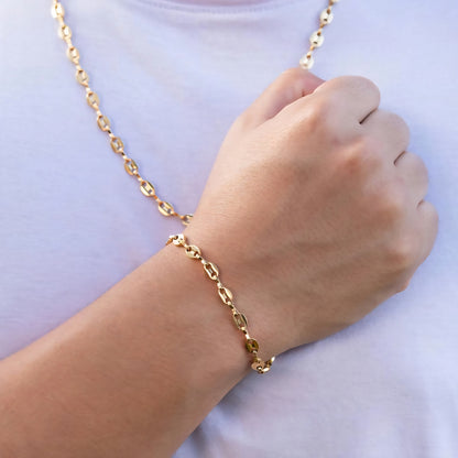 Set Cadena + Pulsera Grano de Cafe Hombre