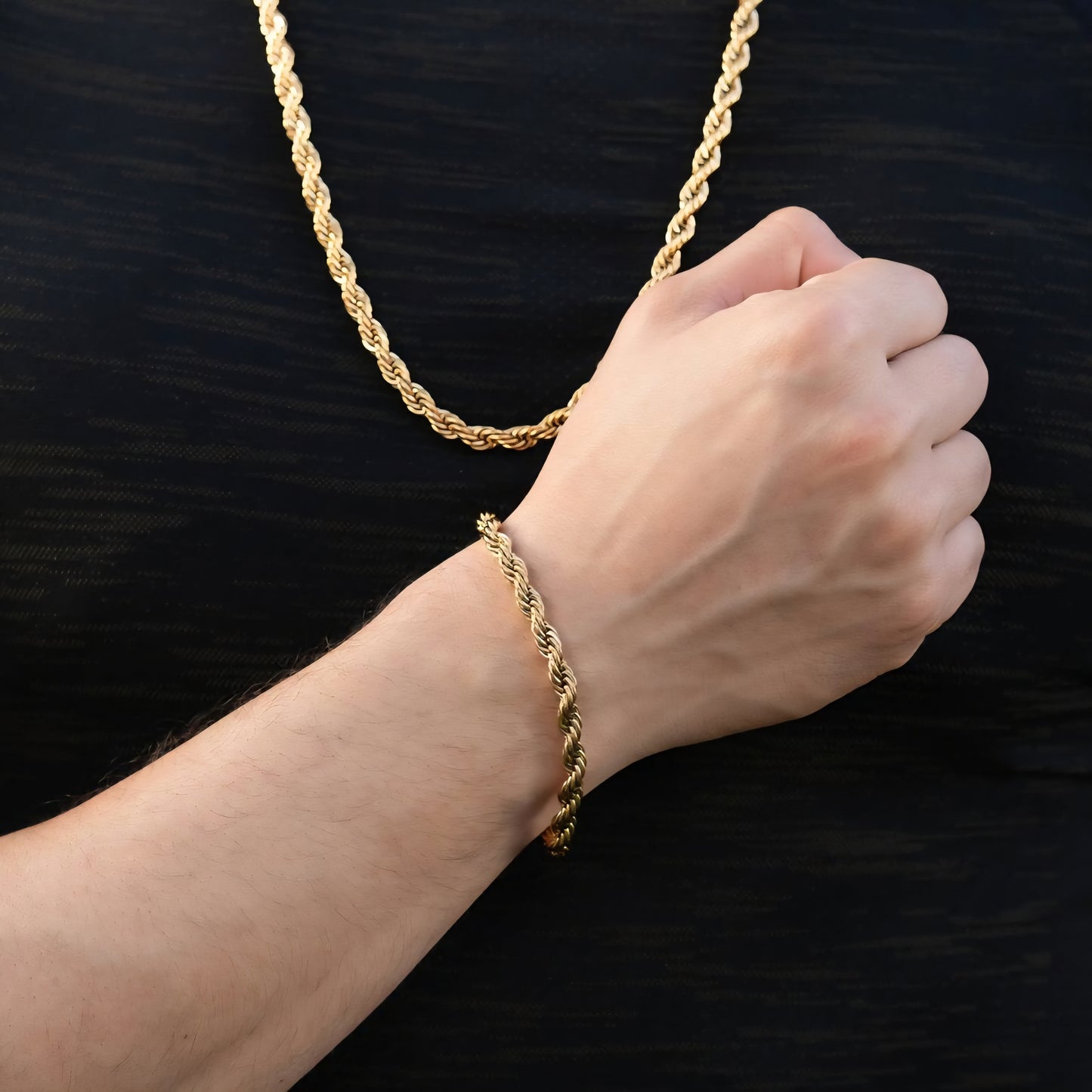 Set Cadena + Pulsera Lazo Hombre