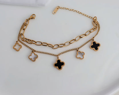 Pulsera Para Mujer Trebol DOBLE CAPA