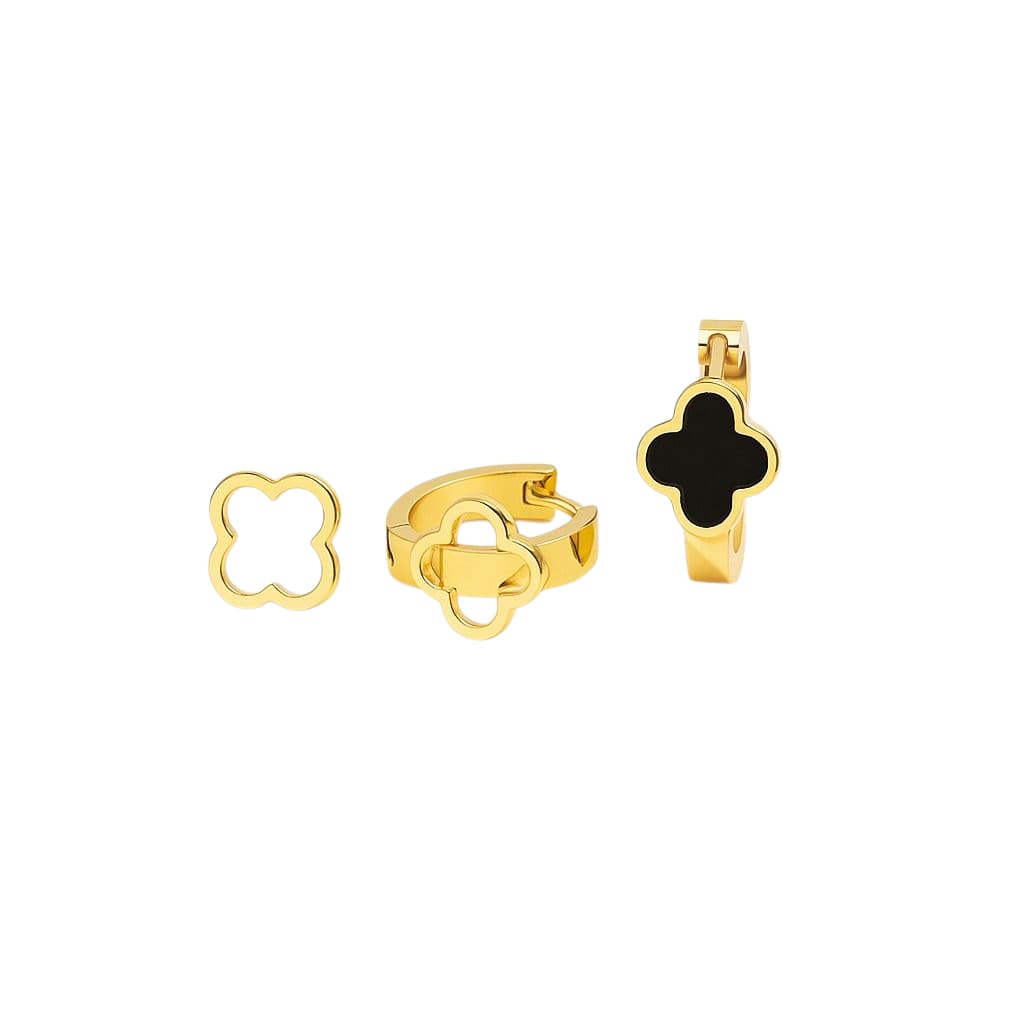 Set Pulsera Trebol +  Aretes Oro Laminado 18K | LAYER GOLD