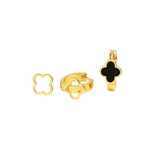 Aretes Trébol Doble Capa Mujer