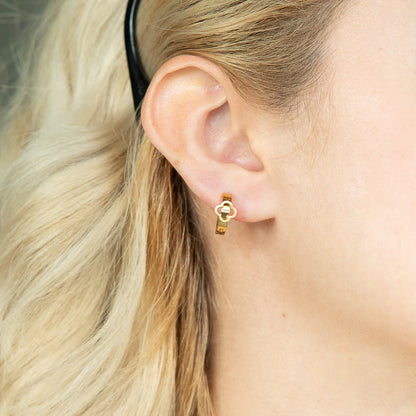 Aretes Trébol Doble Capa Mujer