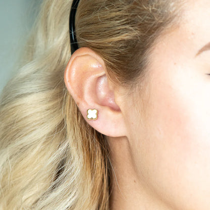 Aretes Trébol Doble Capa Mujer