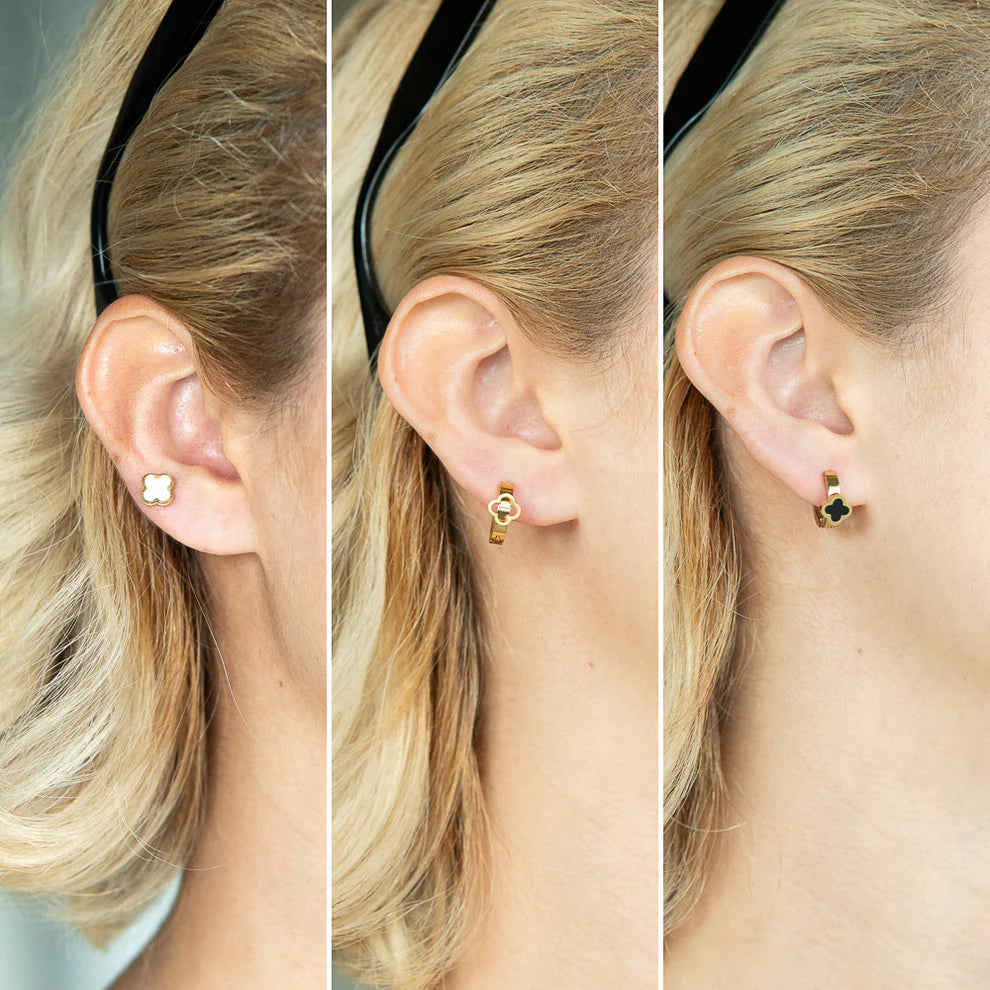 Aretes Trébol Doble Capa Mujer
