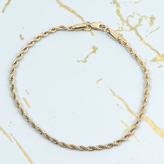 Tobillera Tejido Lazo Unisex Oro Laminado 18K | LAYER GOLD