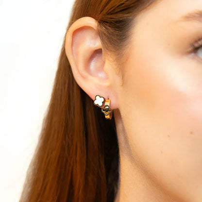Aretes Trébol Doble Capa Mujer