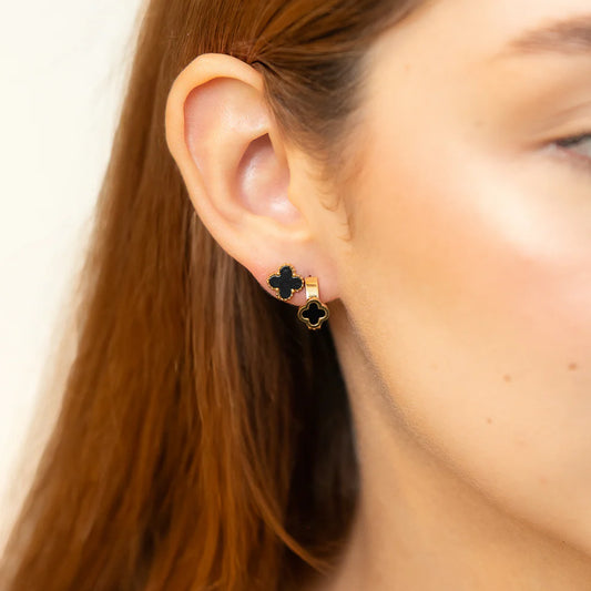 Aretes Trébol Doble Capa Mujer