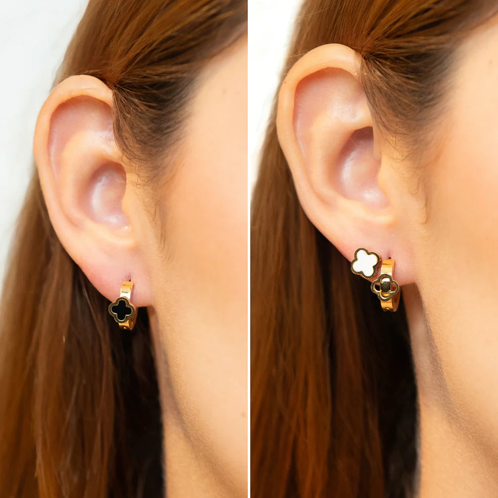 Aretes Trébol Doble Capa Mujer