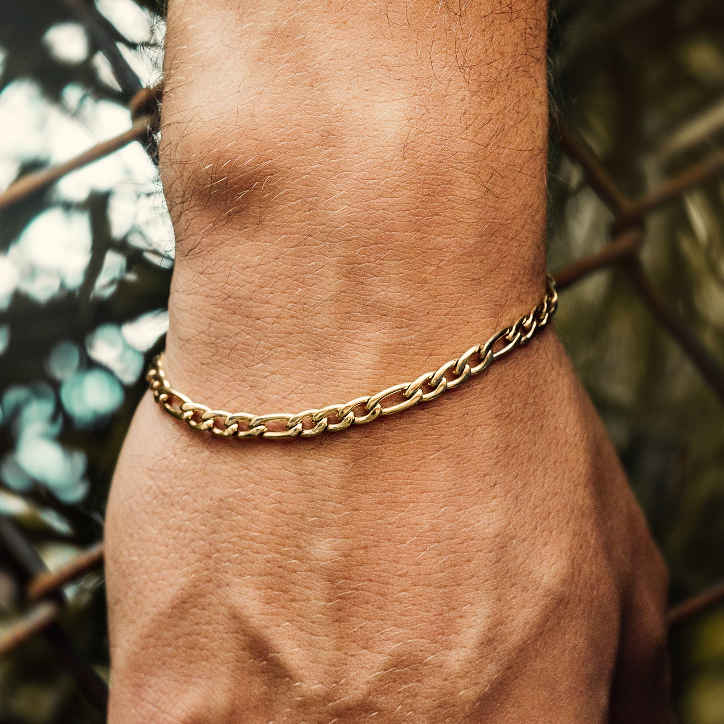 Set Cadena +  Pulsera Figaro Hombre