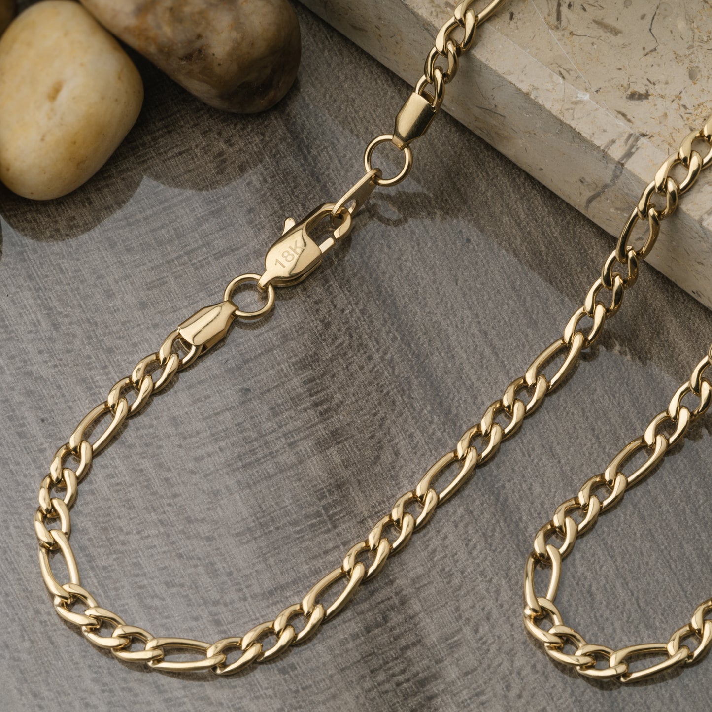 Set Cadena +  Pulsera Figaro Hombre