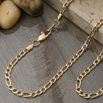 Set Cadena +  Pulsera Figaro Hombre