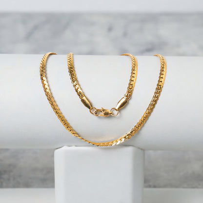 Set Cadena y Pulsera Grabada  Mujer Oro Laminado 18K | LAYER GOLD