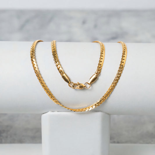 Set Cadena y Pulsera Grabada  Mujer Oro Laminado 18K | LAYER GOLD
